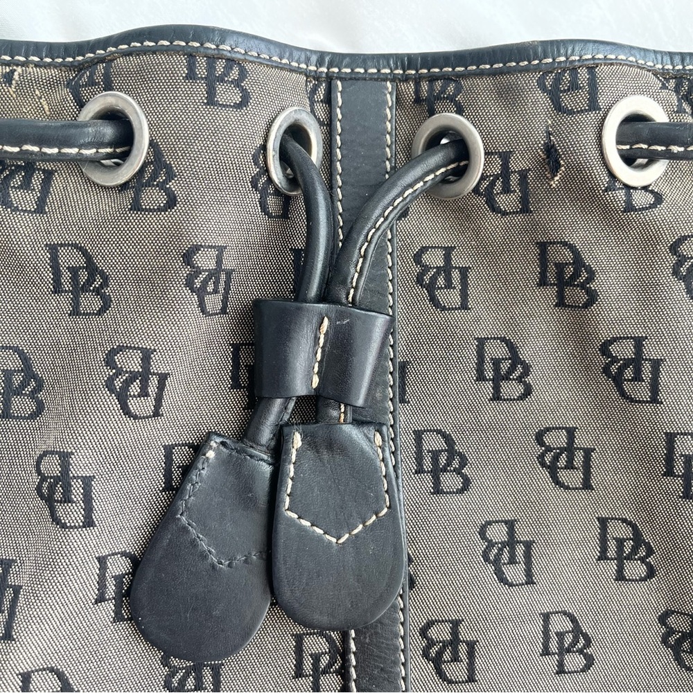vintage dooney and bourke monogram canvas leather bucket bag made in usa - Picture 2 of 9